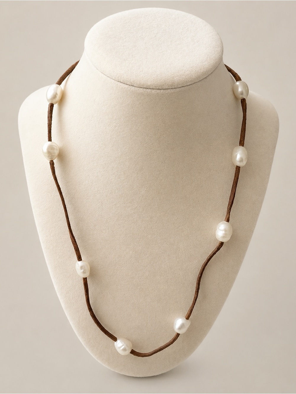 Erika Williner Designs EWD Baroque Pearl Brown Cord Necklace 22”